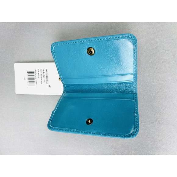 Hobo Jill Mini Card Case Blue Leather Small Wallet NEW With Tags - Picture 4 of 8